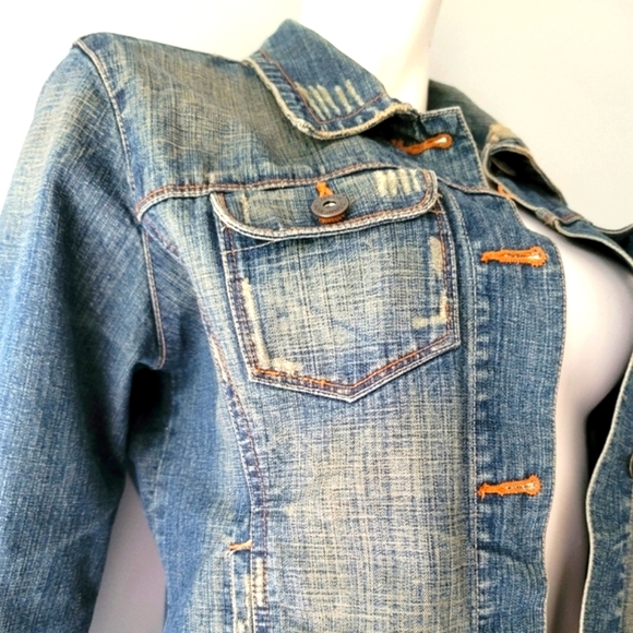 Jacob Connexion Distressed Denim Jacket Size L - Picture 2 of 13